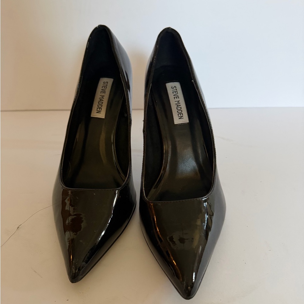 Steve Madden Black Patent Pointed-Toe Heels
